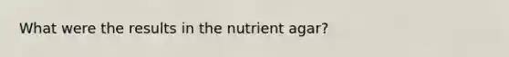 What were the results in the nutrient agar?