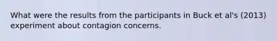 What were the results from the participants in Buck et al's (2013) experiment about contagion concerns.