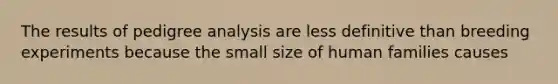 The results of pedigree analysis are less definitive than breeding experiments because the small size of human families causes