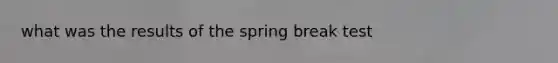 what was the results of the spring break test