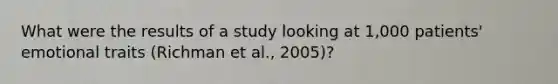 What were the results of a study looking at 1,000 patients' emotional traits (Richman et al., 2005)?