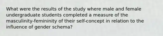 What were the results of the study where male and female undergraduate students completed a measure of the masculinity-femininity of their self-concept in relation to the influence of gender schema?