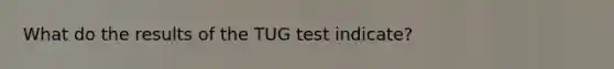 What do the results of the TUG test indicate?