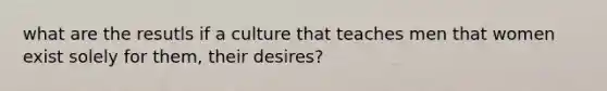 what are the resutls if a culture that teaches men that women exist solely for them, their desires?