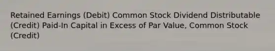 Retained Earnings (Debit) Common Stock Dividend Distributable (Credit) Paid-In Capital in Excess of Par Value, Common Stock (Credit)