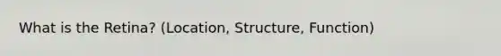 What is the Retina? (Location, Structure, Function)