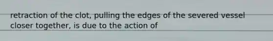 retraction of the clot, pulling the edges of the severed vessel closer together, is due to the action of