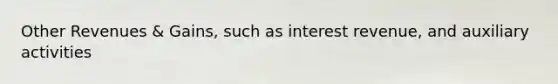 Other Revenues & Gains, such as interest revenue, and auxiliary activities