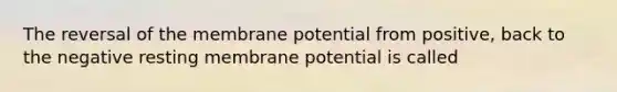 The reversal of the membrane potential from positive, back to the negative resting membrane potential is called