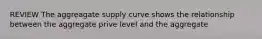 REVIEW The aggreagate supply curve shows the relationship between the aggregate prive level and the aggregate