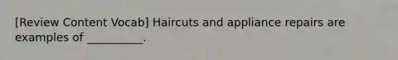 [Review Content Vocab] Haircuts and appliance repairs are examples of __________.