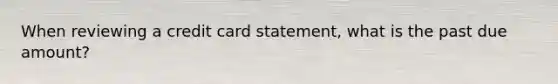 When reviewing a credit card statement, what is the past due amount?