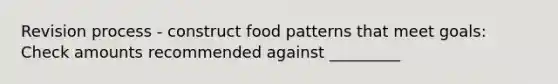 Revision process - construct food patterns that meet goals: Check amounts recommended against _________