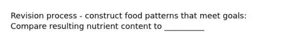 Revision process - construct food patterns that meet goals: Compare resulting nutrient content to __________