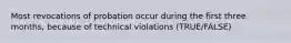 Most revocations of probation occur during the first three months, because of technical violations (TRUE/FALSE)