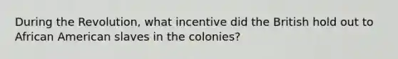 During the Revolution, what incentive did the British hold out to African American slaves in the colonies?