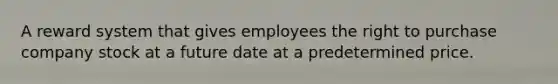 A reward system that gives employees the right to purchase company stock at a future date at a predetermined price.