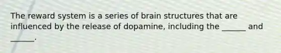 The reward system is a series of brain structures that are influenced by the release of dopamine, including the ______ and ______.