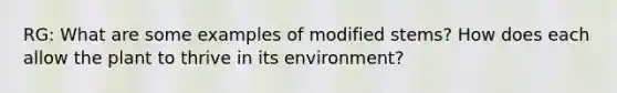 RG: What are some examples of modified stems? How does each allow the plant to thrive in its environment?