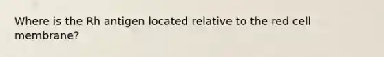 Where is the Rh antigen located relative to the red cell membrane?