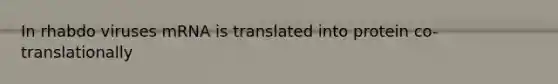 In rhabdo viruses mRNA is translated into protein co-translationally