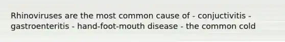 Rhinoviruses are the most common cause of - conjuctivitis - gastroenteritis - hand-foot-mouth disease - the common cold