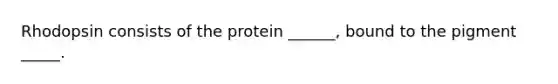 Rhodopsin consists of the protein ______, bound to the pigment _____.