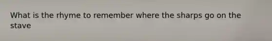What is the rhyme to remember where the sharps go on the stave