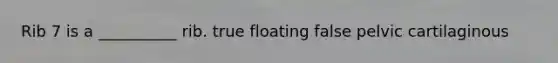 Rib 7 is a __________ rib. true floating false pelvic cartilaginous