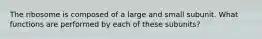 The ribosome is composed of a large and small subunit. What functions are performed by each of these subunits?