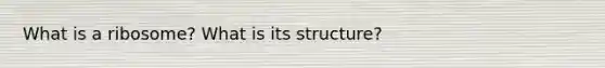 What is a ribosome? What is its structure?