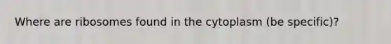 Where are ribosomes found in the cytoplasm (be specific)?