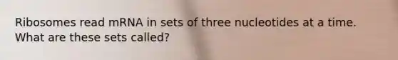 Ribosomes read mRNA in sets of three nucleotides at a time. What are these sets called?