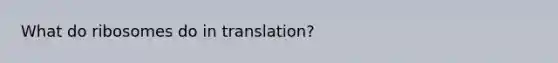 What do ribosomes do in translation?