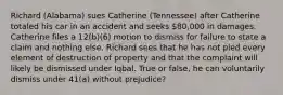 Richard (Alabama) sues Catherine (Tennessee) after Catherine totaled his car in an accident and seeks 80,000 in damages. Catherine files a 12(b)(6) motion to dismiss for failure to state a claim and nothing else. Richard sees that he has not pled every element of destruction of property and that the complaint will likely be dismissed under Iqbal. True or false, he can voluntarily dismiss under 41(a) without prejudice?