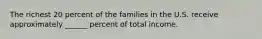 The richest 20 percent of the families in the U.S. receive approximately ______ percent of total income.