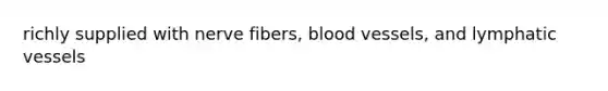 richly supplied with nerve fibers, blood vessels, and lymphatic vessels