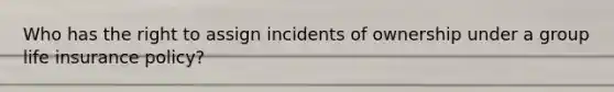 Who has the right to assign incidents of ownership under a group life insurance policy?