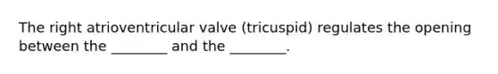 The right atrioventricular valve (tricuspid) regulates the opening between the ________ and the ________.