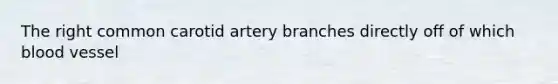 The right common carotid artery branches directly off of which blood vessel