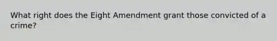 What right does the Eight Amendment grant those convicted of a crime?