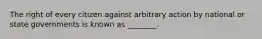 The right of every citizen against arbitrary action by national or state governments is known as ________.