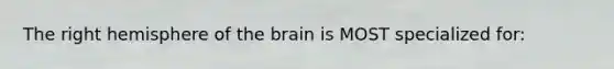 The right hemisphere of the brain is MOST specialized for: