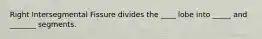 Right Intersegmental Fissure divides the ____ lobe into _____ and _______ segments.