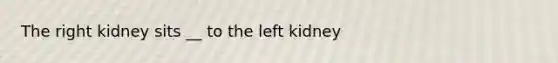 The right kidney sits __ to the left kidney