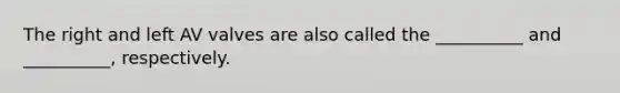 The right and left AV valves are also called the __________ and __________, respectively.
