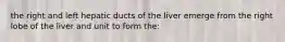 the right and left hepatic ducts of the liver emerge from the right lobe of the liver and unit to form the: