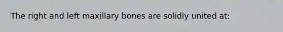 The right and left maxillary bones are solidly united at: