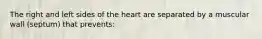 The right and left sides of the heart are separated by a muscular wall (septum) that prevents: