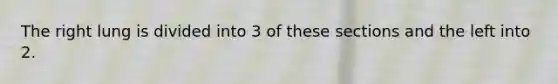 The right lung is divided into 3 of these sections and the left into 2.